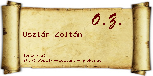 Oszlár Zoltán névjegykártya